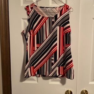 Cleo’s Red black and white sleeveless top